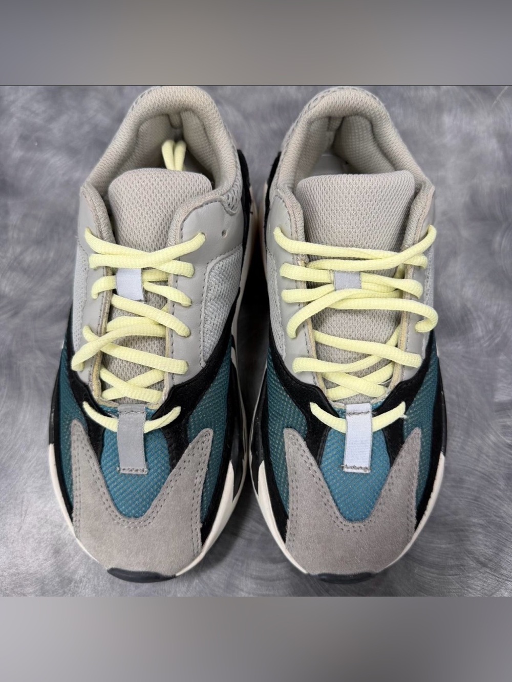 Yeezy women Gray, Teal and Yellow Lace Sneakers